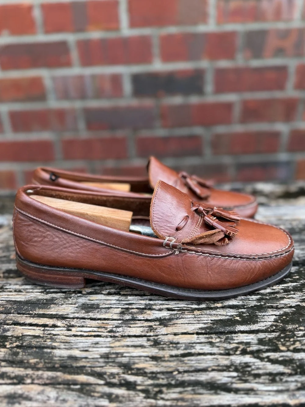 Dexter Men's Size 8.5 WW Brown Leather Kiltie Tassel Slip On Loafers Made USA P5